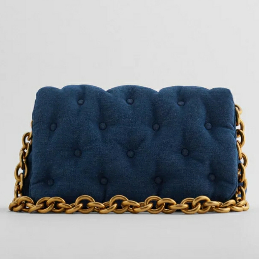 NWT ZARA quilted denim maxi crossbody bag